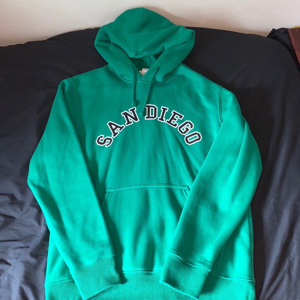 Mens H&M Green Graphic Hoodie